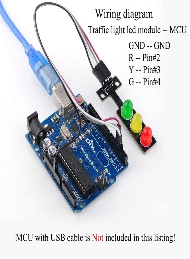 Electrobot 5PCS Mini Traffic Light LED Module 5V Digital Display Vertical 3-Color LEDs Red Yellow Green for Rduino Raspberry Pi STEM DIY Traffic System Model Kit Educational Electronic Project - Image 3
